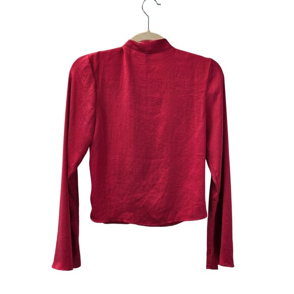 MNG Mango Silky Bell Sleeve Wrap Blouse Size 2 - Picture 2 of 7